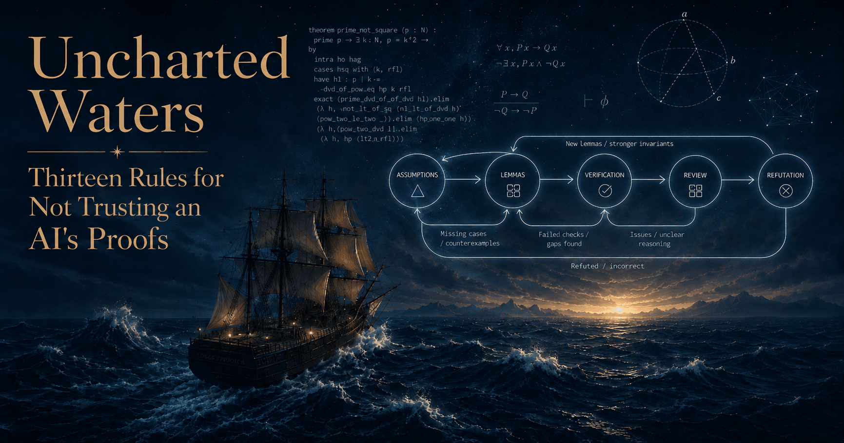 Uncharted Waters: Thirteen Rules for Not Trusting an AI's Proofs